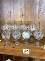 8 etched glasses