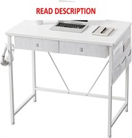 $59  31.5in Desk with Drawers  White Metal Frame