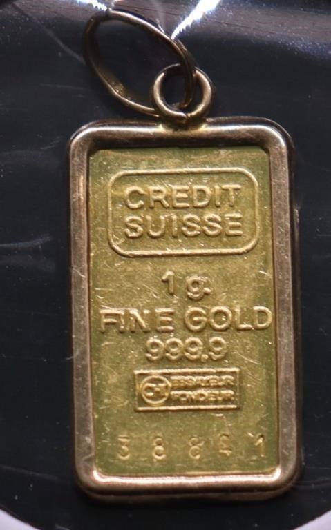 1 GRAM .999 GOLD BAR PENDENT