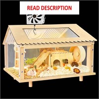 24 Wooden Hamster Cage with Open Top & USB Fan