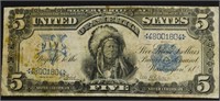1899 5 $ SILVER CERTIFICATE VF APPARENT STAIN