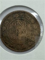 CANADA 1859 VICTORIA 1 CENT COIN -FINE-SLIGHT BEND
