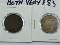 CANADA 1912, 1917 1 CENT COINS - VF
