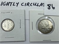 CANADA - 1968 SILVER 10 CENT & 25 CENT COINS -
