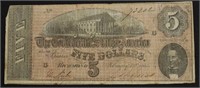 1864 5 $ CONFEDERATE NOTE VF