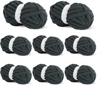 HOMBYS Charcoal Chunky Chenille Yarn for