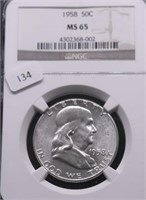 1958 NGC MS65 FRANKLIN HALF DOLLAR