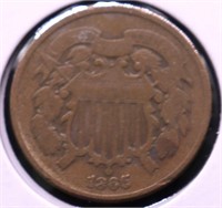 1865 TWO CENT PIECE F