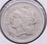 1868 3 CENT PIECE VG