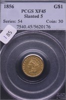 1856 PCGS XF 45 TYPE 3 GOLD DOLLAR