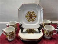 Mid-century cup and plate set 7 1/2 in.²