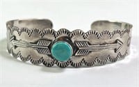 Sterling Turquoise Arrow Cuff 17 Grams