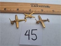 Vintage Airplane Earrings and Pinback