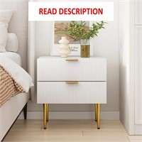 $100  White Night Stand  2 Wave Fluted Drawers