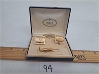 Vintage Swank Cuff Links & Tie Clasp in Box