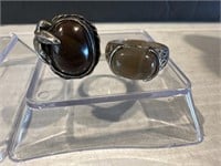 Pair of Vintage Stone Rings Size 6-3/4-7