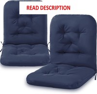 $51  Outdoor Chair Cushion Navy Blue 2 Pcs (Tufted