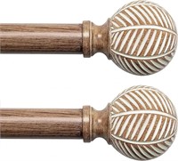 (Pack of 2) Wood Curtain Rods for Windows: 1 Inch