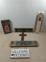 Assorted signs and home decor