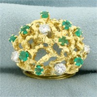 Designer 2ct TW Emerald and Diamond Statement Ring