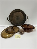 Native American Pottery Casserole Dishes & Tray