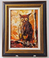 Bill Zuro "Friendly Owl" Oil on Board