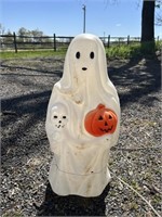 Ghost w Skull & Pumpkin Blow Mold Decor 23" T
