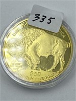 2012 COPY GOLD PLATED COIN INDIAN / BUFFALO (NO