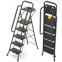 KINGRACK 5 Step Ladder with Tool Platform,