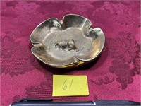 Virginia metalcrafters clover shaped dish quail 4”