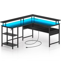 Rolanstar Computer Desk L Shaped 59.4" with LED