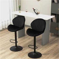 SZLIZCCC Shell Barstools Set of 2, Black Chassis
