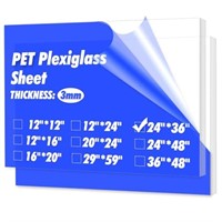 Art3d (2 Pack) 1/8" Thick Plexiglass Sheets - 36"