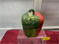 Pepper shaped covered ceramic jar 5” x 7”