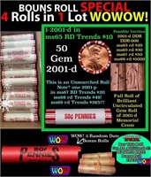 THIS AUCTION ONLY! BU Shotgun Lincoln 1c roll, 200