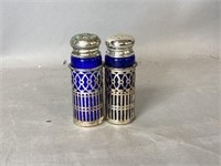 Pr. of Silver Plated Glass Salt and Pepper Shakers