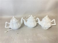 Three Porcelain Teapot Ornaments