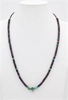 Native Turquoise Heishi & Purple Stone Necklace