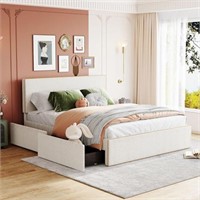DNYN Upholstered Queen Size Platform Bed with 4