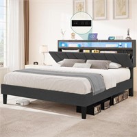 YITAHOME Queen Size Bed Frame, LED Bed Frame with