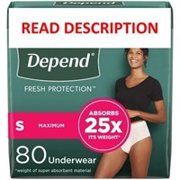 $54  Depend Adult Underwear for Women  S  80Ct