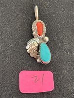 Sterling and Turquoise Native American Pendant