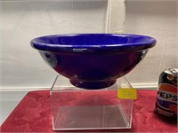 10 1/2 inch large pottery cobalt bowl 4” tall