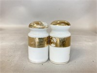 Vintage Gilt Porcelain Salt and Pepper Shakers