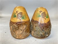 Vintage Wood Carved Salt and Pepper Shakers
