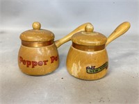 Vintage Wood NY Salt and Pepper Shakers
