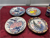 4 similar Japanese bird plates, 6 inches round