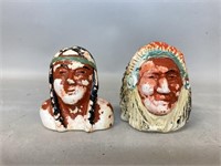 Vintage Native American Bust Salt and Pepper Shake