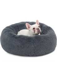 Bedsure Long Plush Calming Dog Bed - Washable Roun