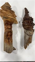 2 R. FOREMAN CARVED WOOD WALL HANGINGS
